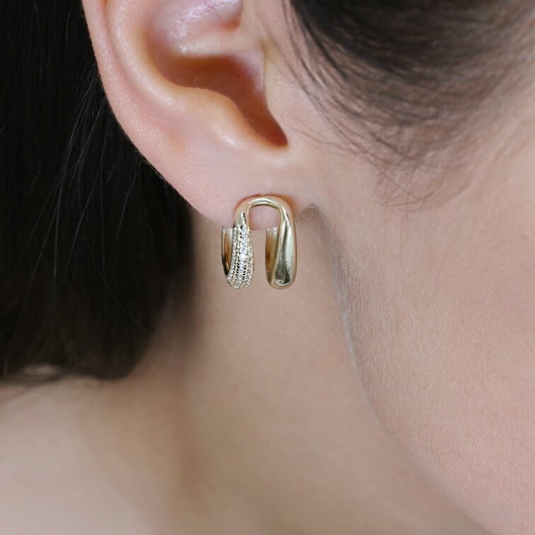 Pozlacené dvojité kruhy se zirkony 11770.1