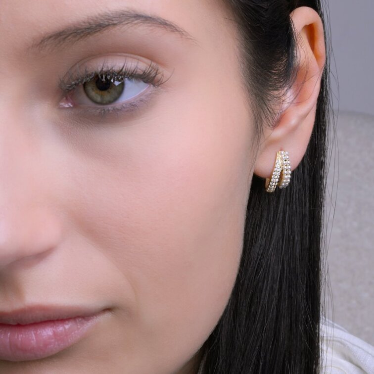 Pozlátené náušnice s shell perličkami 11809.1