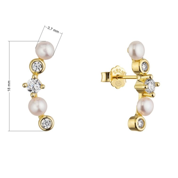 Pozlátené náušnice s riečnymi perlami 21124.1