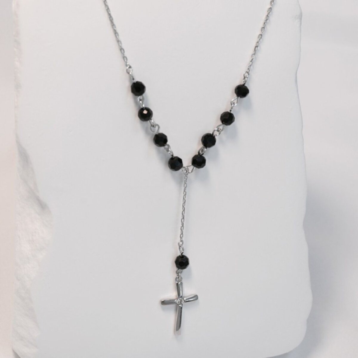 Stříbrný růženec s černými zirkony 12174.3