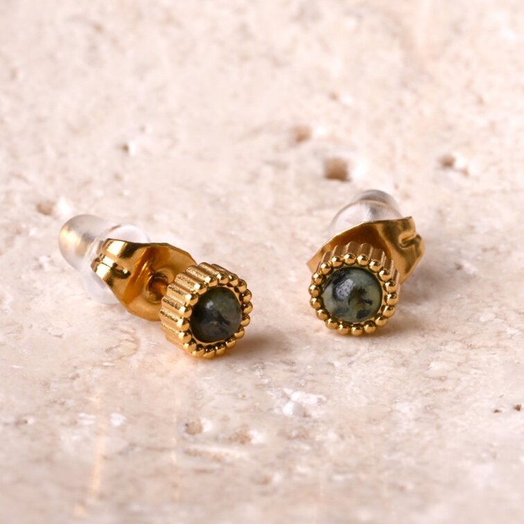 Náušnice oceľové s africkým tyrkysom 41016.3