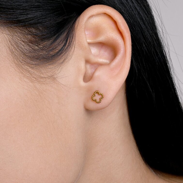 Náušnice oceľové štvorlístky 41006.1