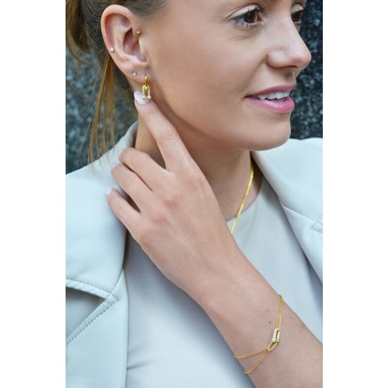 Pozlátené strieborné náušnice elegantné uzle so zirkónmi 11660.1