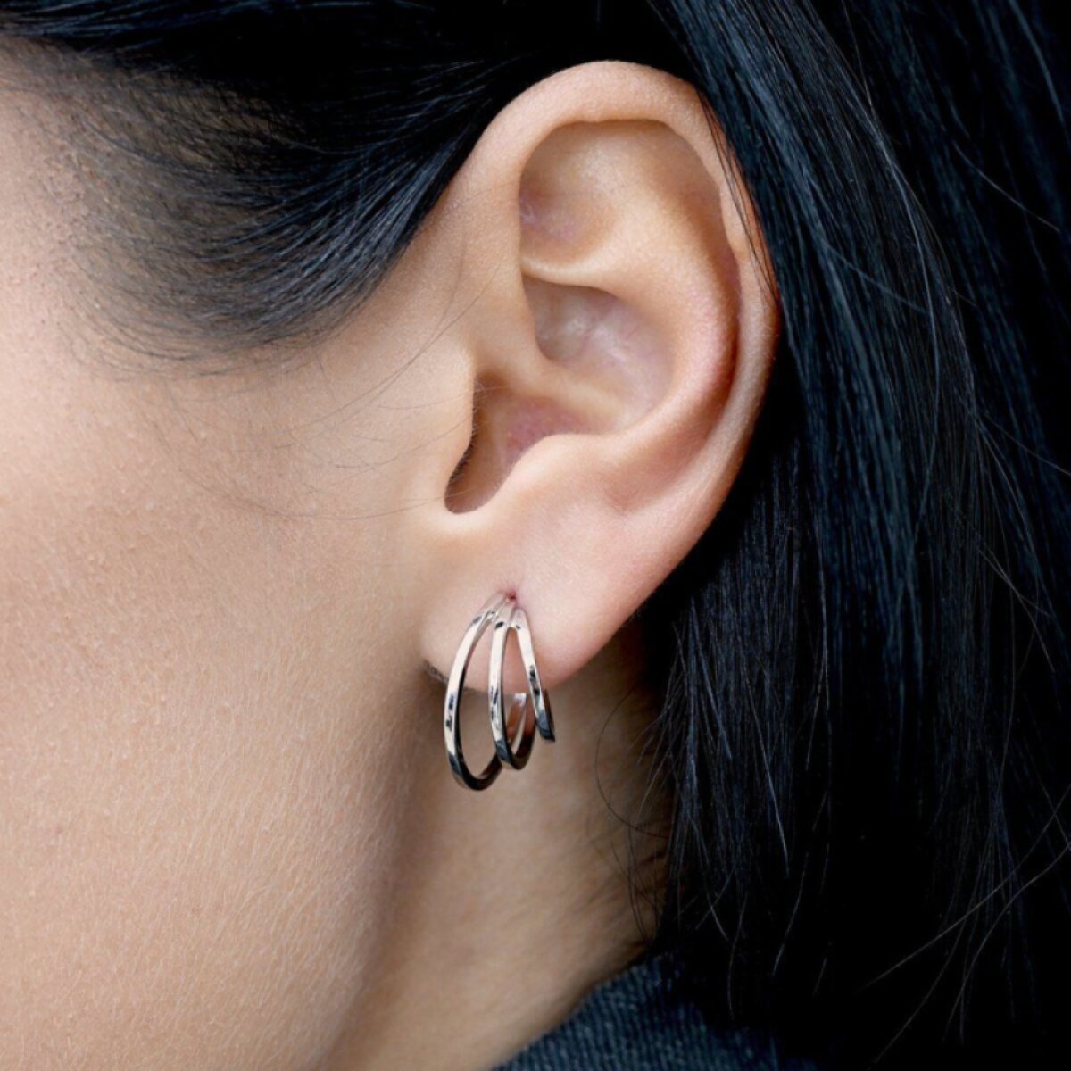 Strieborné náušnice tri kruhy 61020