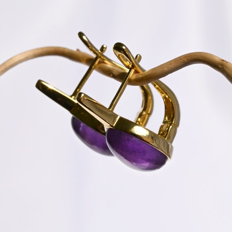 Pozlátené náušnice kvapky s ametystom 11730.3