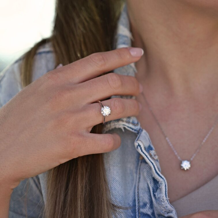 Stříbrný prsten ELEN 15M00003 moissanite