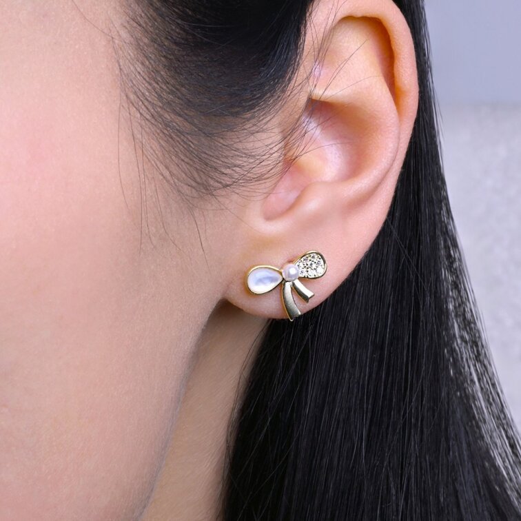 Pozlátené náušnice mašličky 11802.1