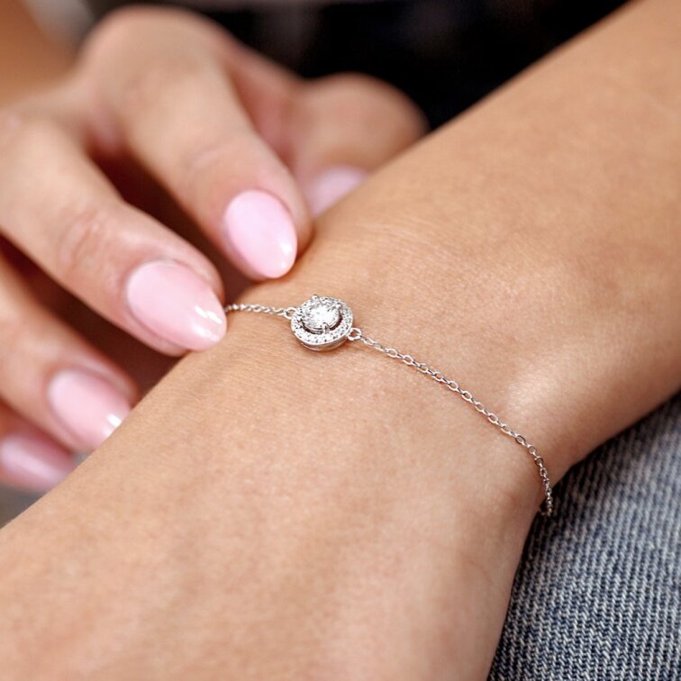 Stříbrný náramek AURORA 13M00001 moissanite