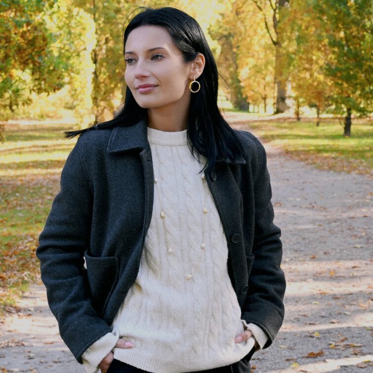 Stříbrné náušnice visací kruh a zirkon 11725.1