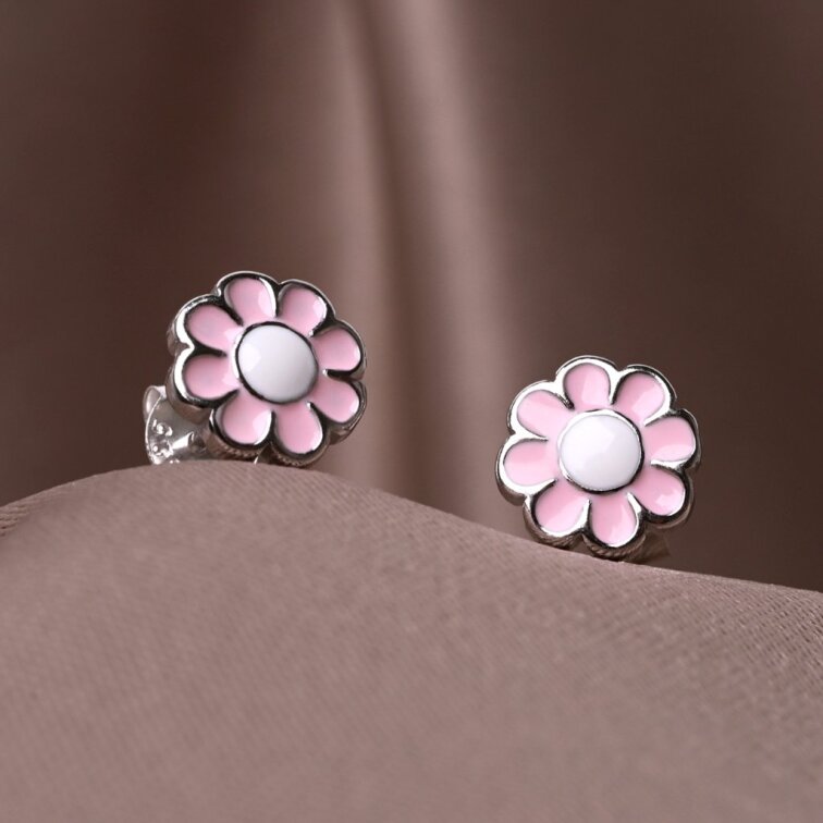 Stříbrné náušnice kytičky 61139