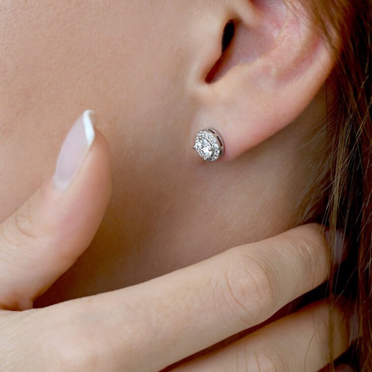 Strieborné náušnice AURORA 11M00003 moissanite