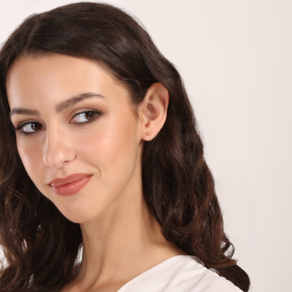 Zlaté 14 karátové náušnice kôstky malá gulička 91A00073