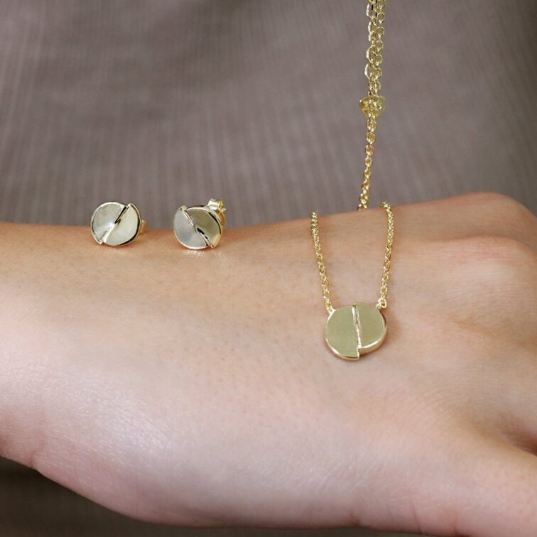 Pozlátené náušnice rozpolené kolieska 61145