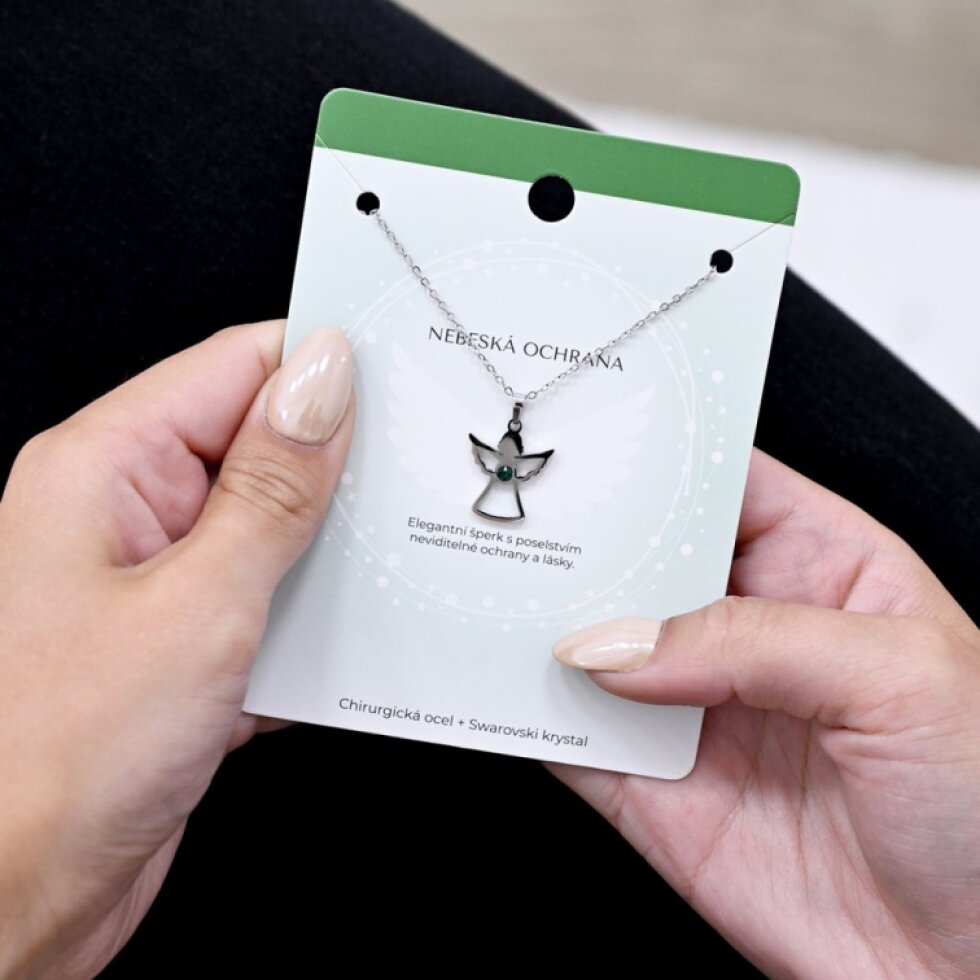 Náhrdelník anděl se Swarovski krystaly 42043.3 zelený