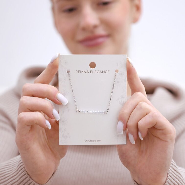 Oceľový náhrdelník biely 42038.1