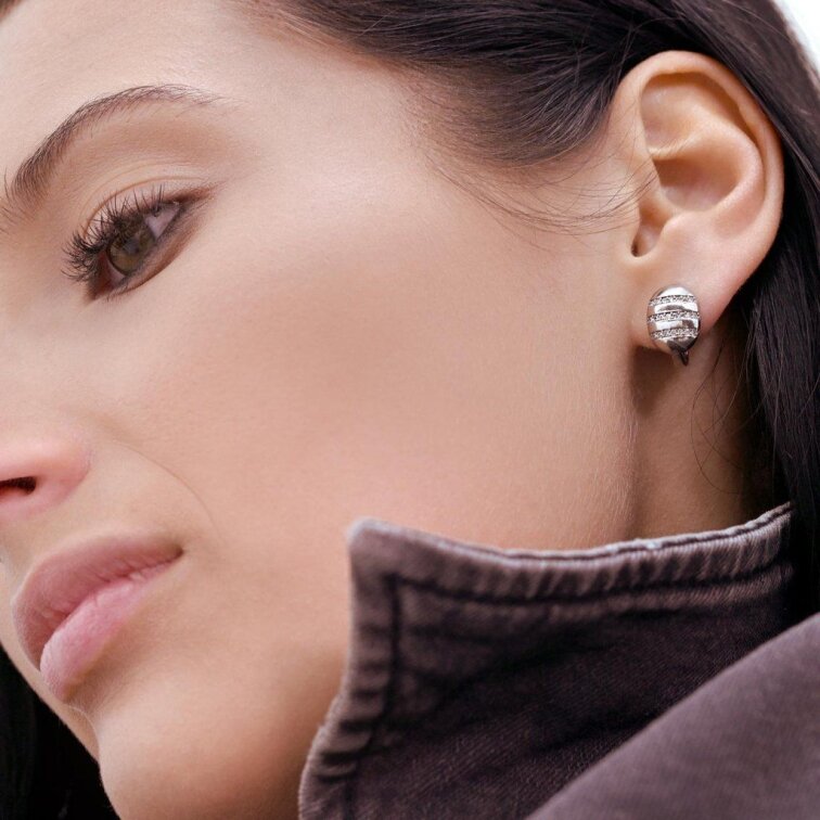 Stříbrné náušnice visací se zirkonem v bílé barvě 11236.1