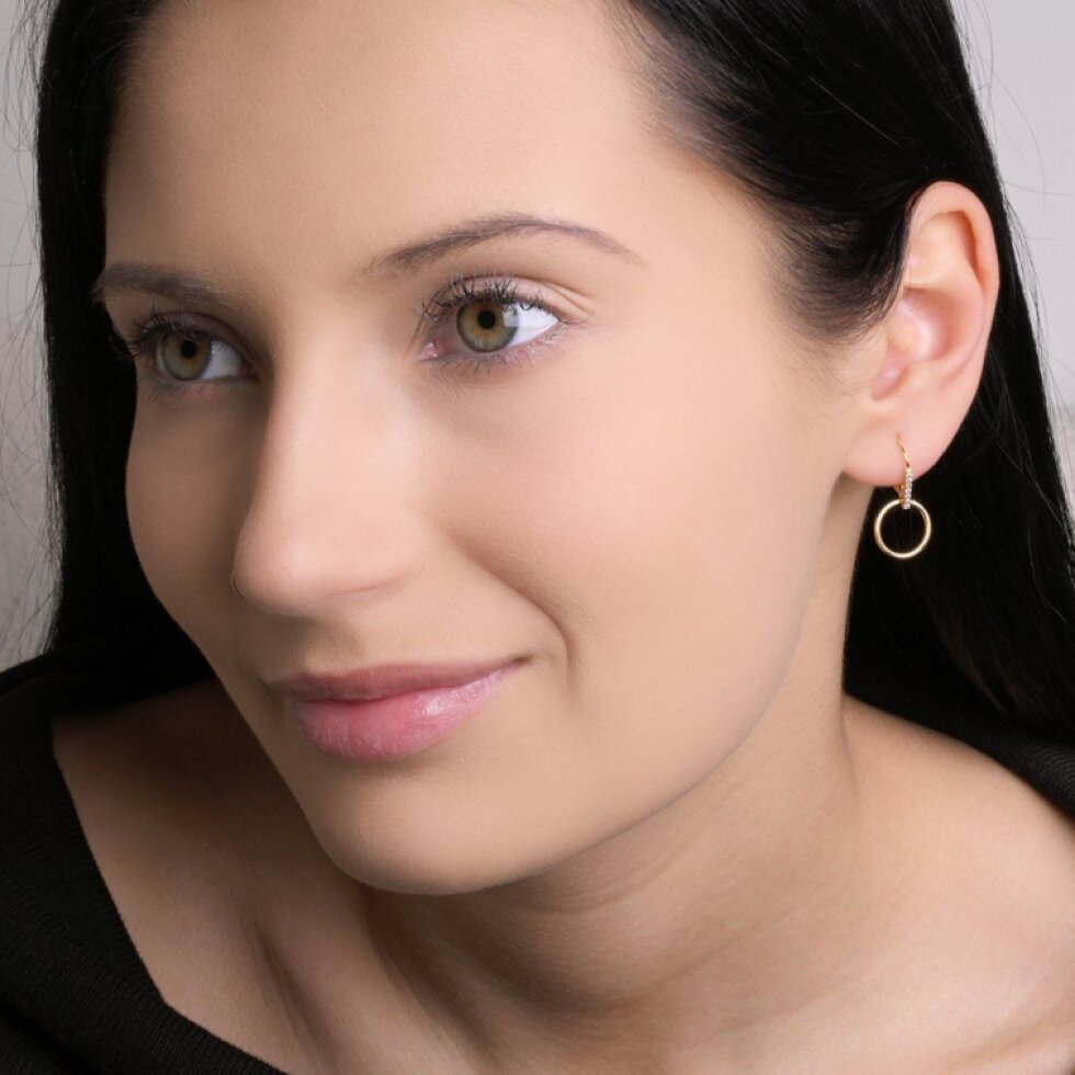 Pozlátené strieborné náušnice visiaci krúžok 11539.1