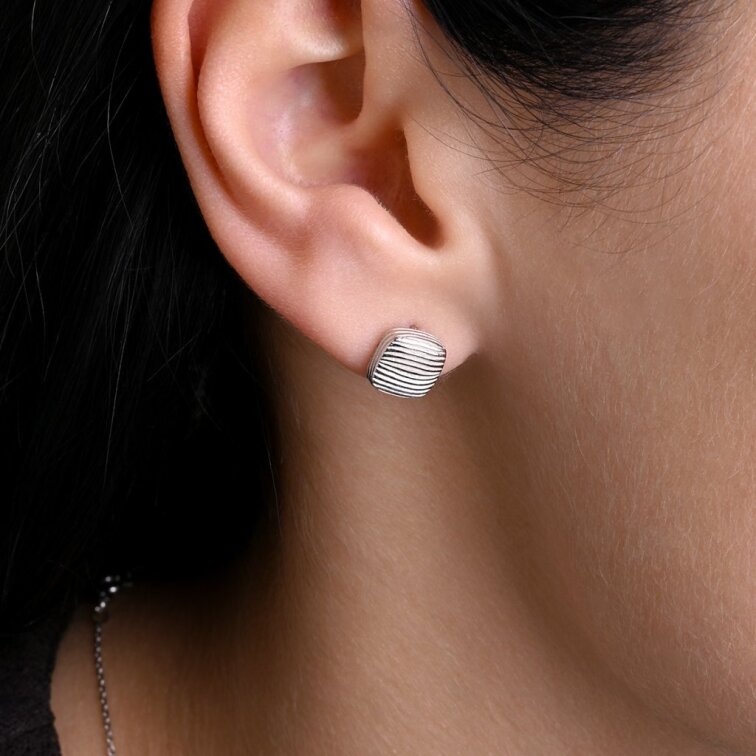 Stříbrné náušnice čtverečky 61147