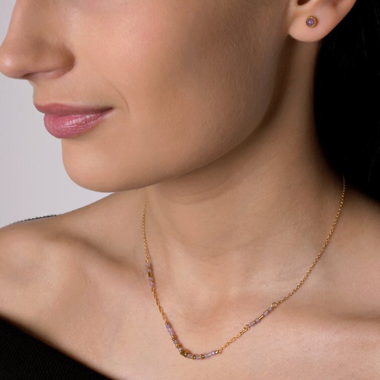 Náhrdelník oceľový s ametystom 42030.3