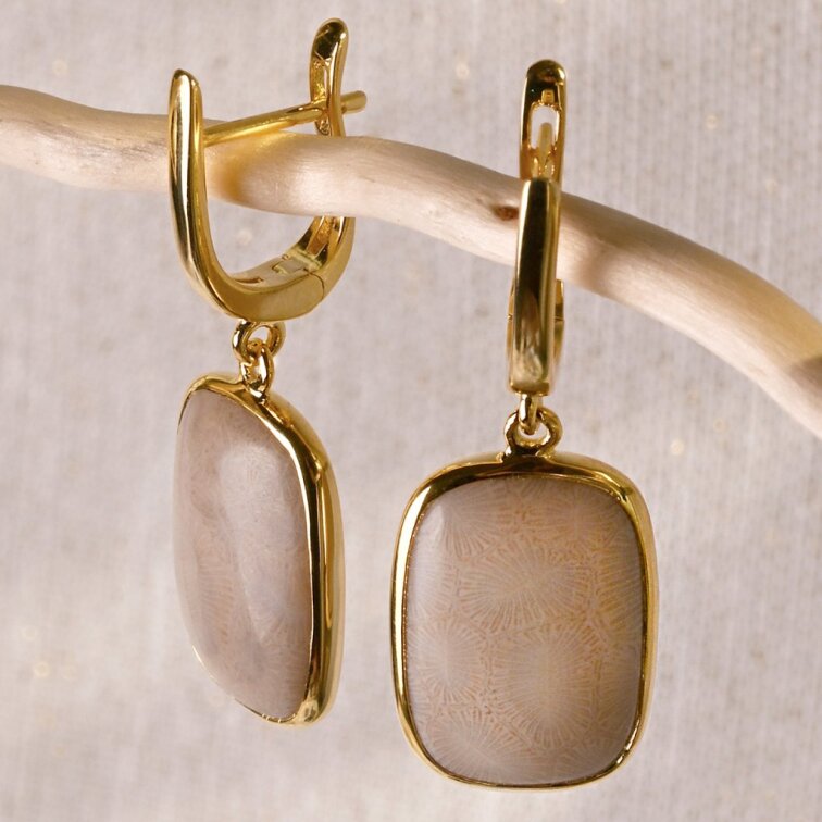 Pozlátené náušnice s fosílnym korálom 11741.3