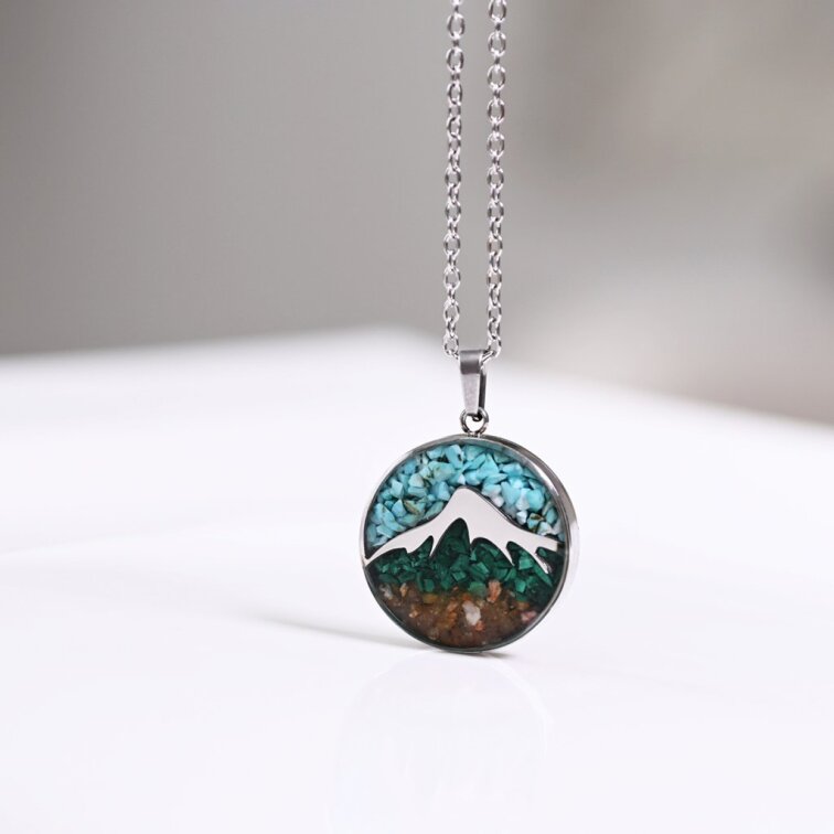 Náhrdelník hory s tyrkysem a malachitem 42040.3 ocel