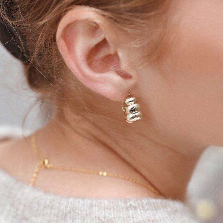 Pozlacené náušnice elegantní půlkruhy 61163