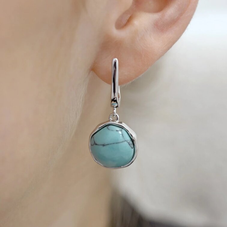 Strieborné visiace náušnice s tyrkysom 11735.3