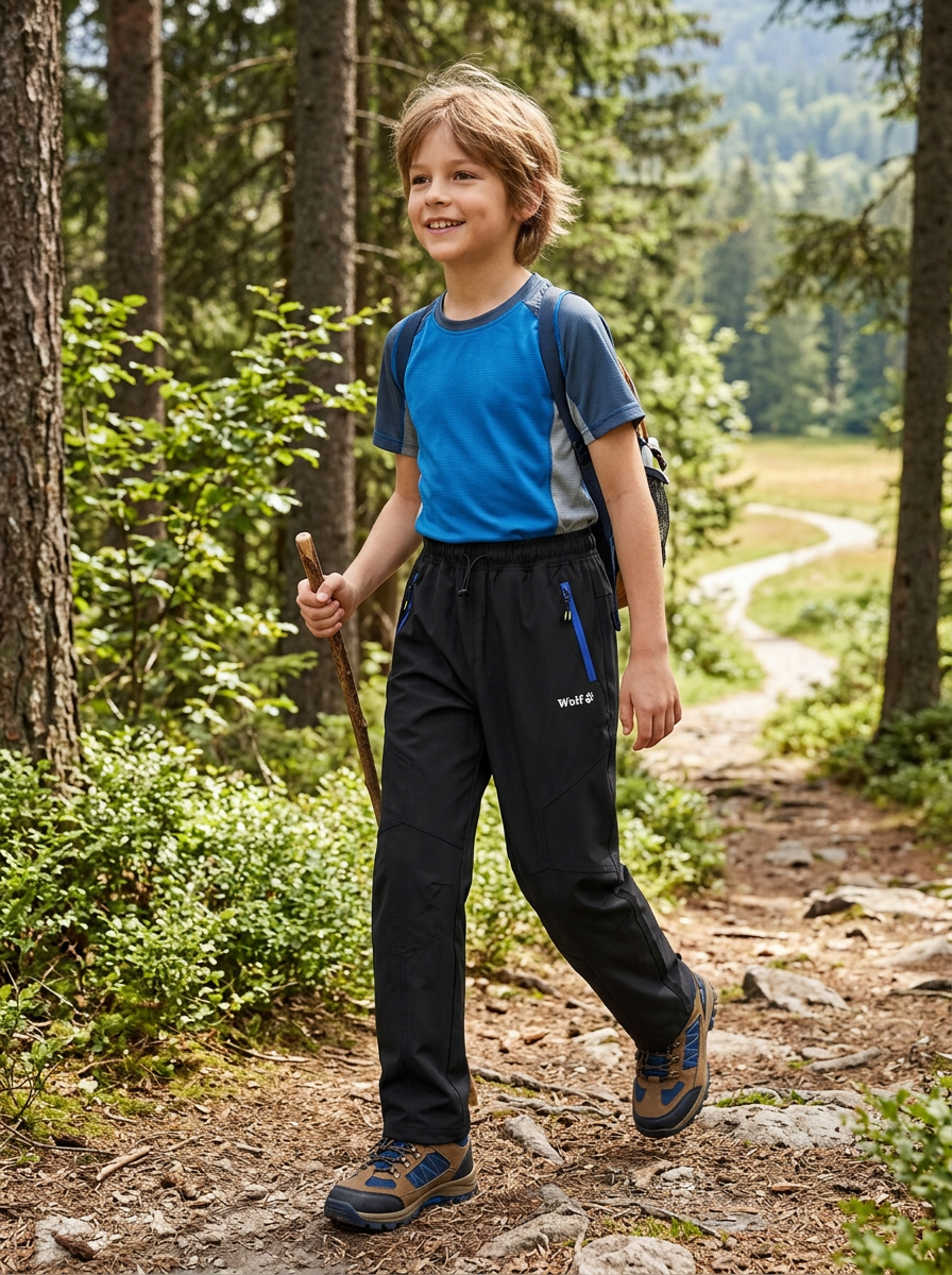 Chlapecké outdoorové kalhoty - Wolf T2551, černá / modré zipy