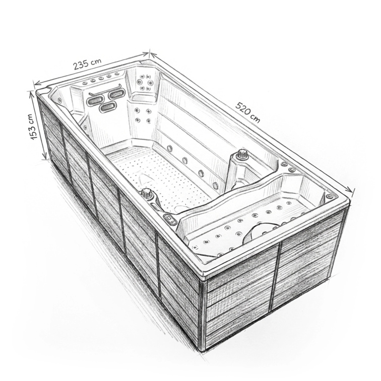 Swim Spa Oceanus - Perla, S02 Old Wood - 8798