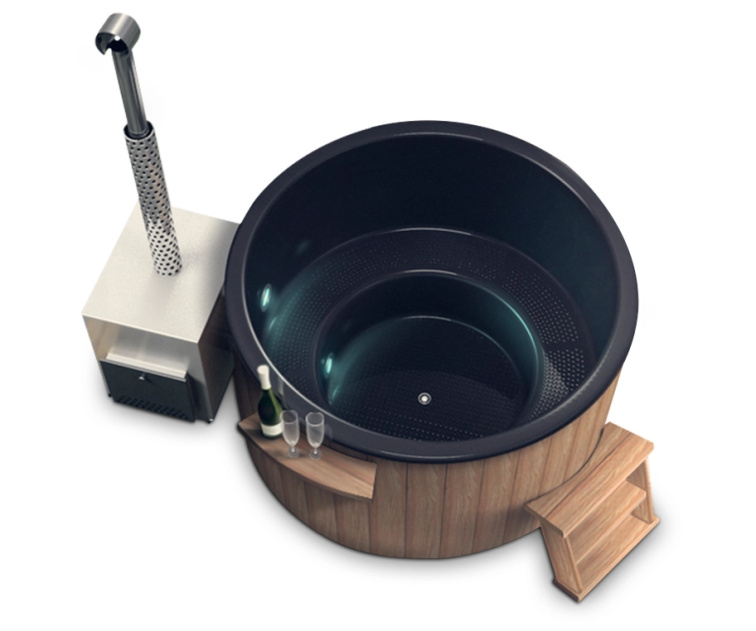 Koupací sud Ø 1,8 m se sklolaminátovou vanou (pro 4 osoby)