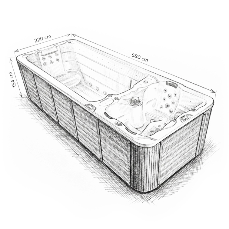 Swim Spa Nautilus XXL - Perla, S02 Old Wood - 8424