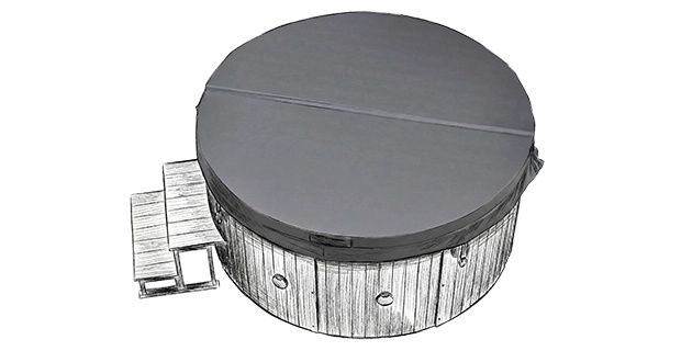 Koupací sud Ø 1,8 m se sklolaminátovou vanou (pro 4 osoby)