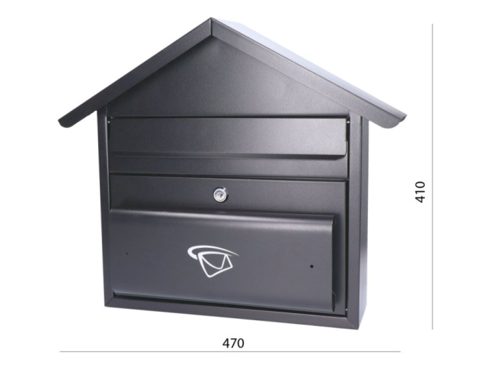 Schránka poštová 470x410x110mm, max. formát listu:C4, čierna matná