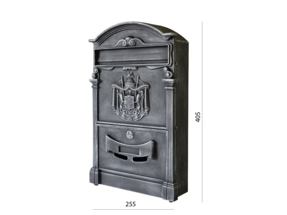 schránka poštová, 255x405x90mm, strieborná patina