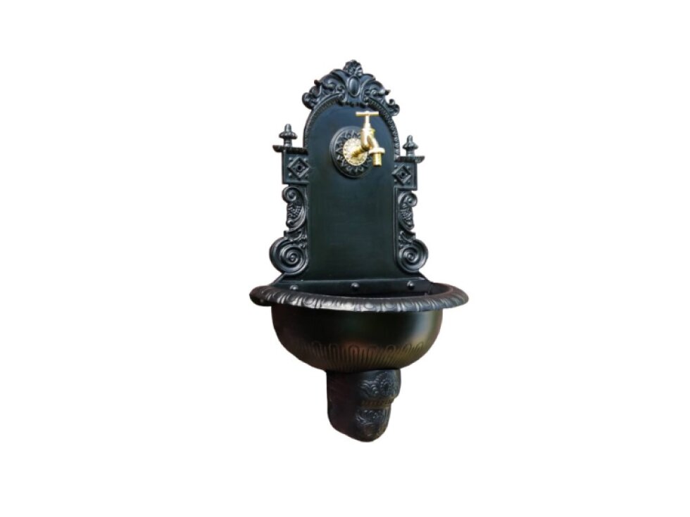 Záhradné umývadlo Bassena čierne so sifónom