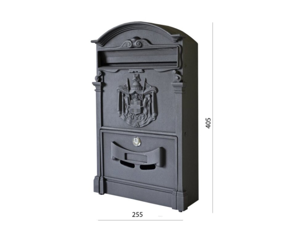 schránka poštová, 255x405x90mm, čierna