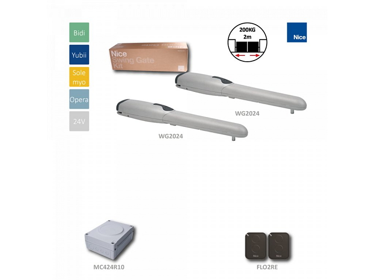 Sada pohonov Nice Wingo 3524 KCE pre dvojkrídlovú bránu do 3,5 m