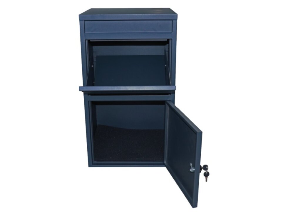 Box na balíky (410x385x720mm) s prepadovou lištou na ochranu balíkov, hrúbka 0.8mm), max. veľkosť balíka: 320x300x180mm, farba: RAL 7016 (antracit)