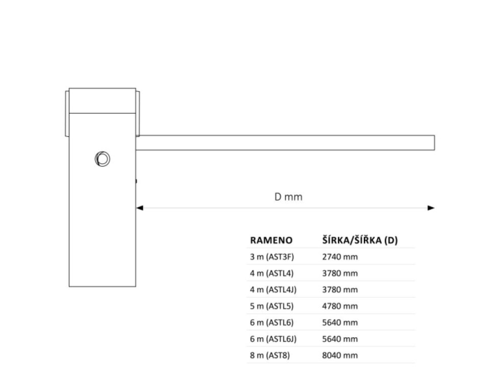 900ALT424K závora do 4 m so zabudovaným majákom