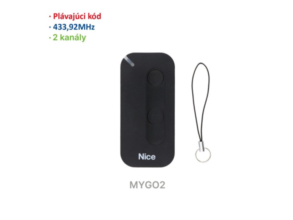 Vysielač 2-kanálový, 433.92MHz, plávajúci kód, čierny