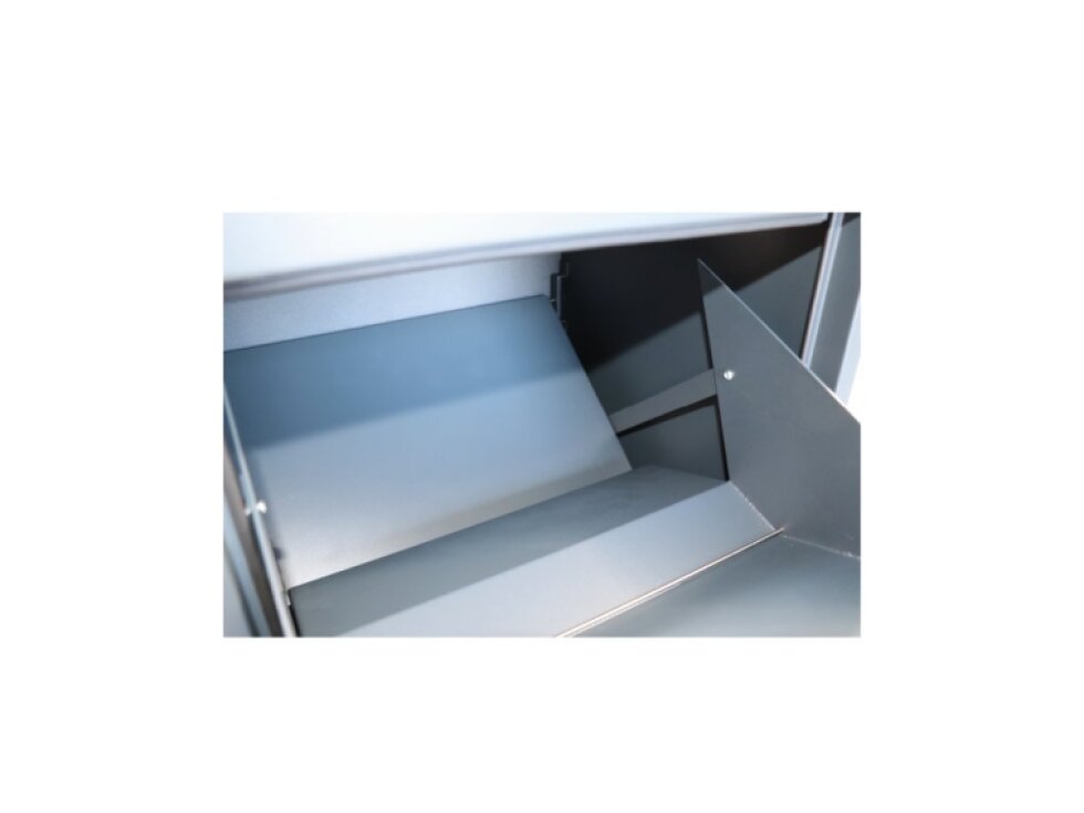 Box na balíky (410x385x720mm) s prepadovou lištou na ochranu balíkov, hrúbka 0.8mm), max. veľkosť balíka: 320x300x180mm, farba: RAL 7016 (antracit)