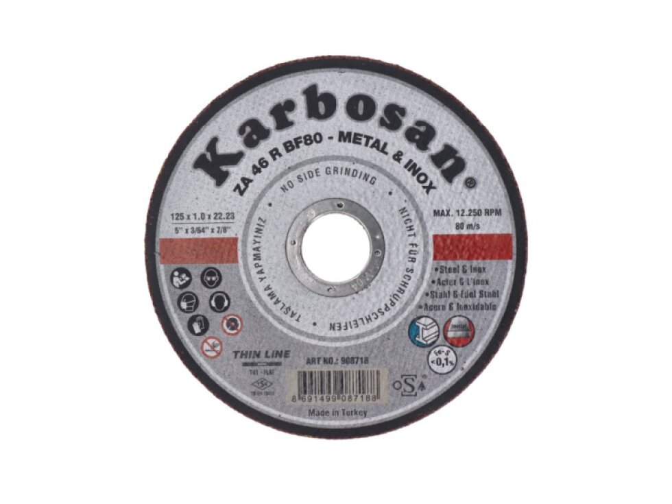 prémiový rezný kotúč 125x1,0x22,2 s dlhou životnosťou vhodný na INOX, tenké plechy 304 a 316, trubky z nehrdzavejúcej ocele, ploché tyče.