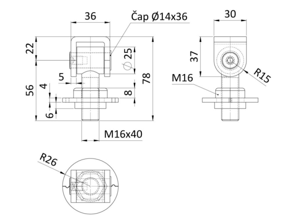 Záves M16 navárací, otvárateľný 90°, nastaviteľný 1D s kontramaticou, čiastočne pozinkovaný