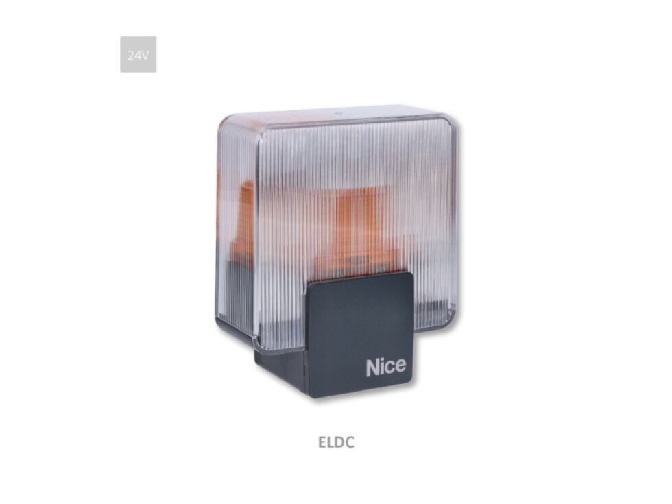 NICE ELDC signálna lampa , LED, číra ERA LIGHT 12-36 V/DC s integrovanou anténou 433,92MHz, 155x130mm, náhrada za ELB a EL24