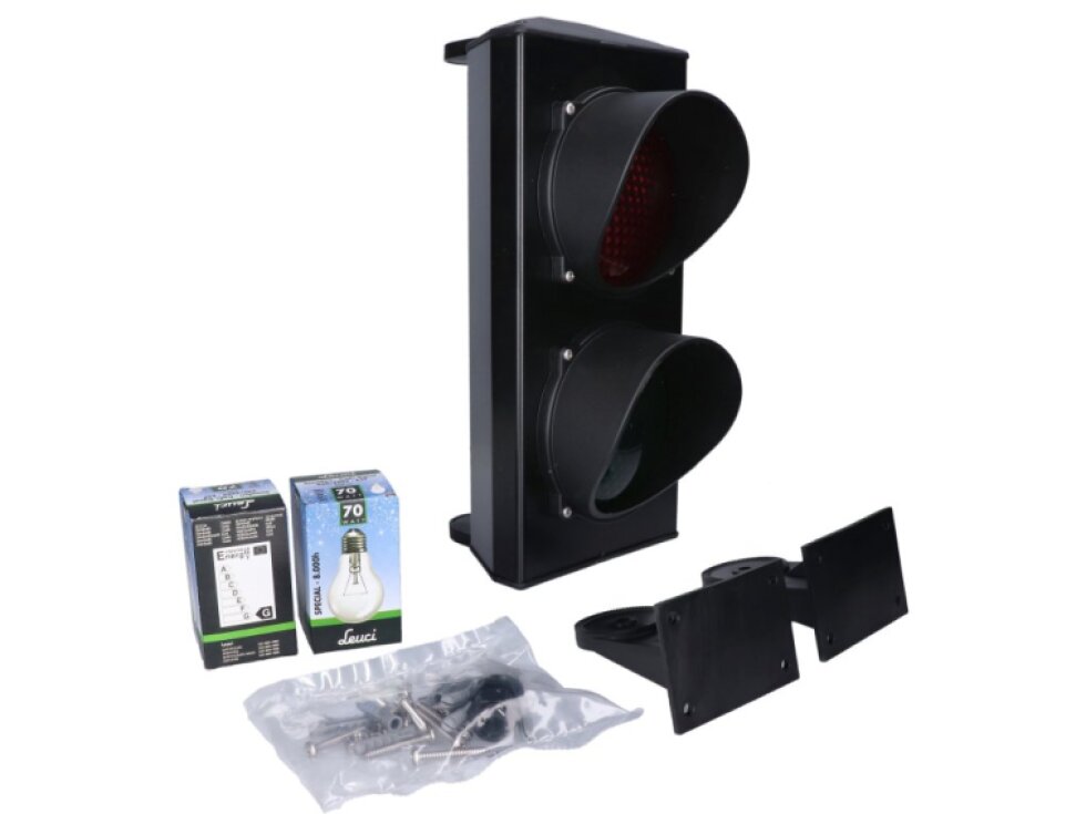 ASF semafor ø120mm dvojkomorový, červená a zelená, žiarovka E27 900Lm, hlinikový kryt, 230V AC, IP65