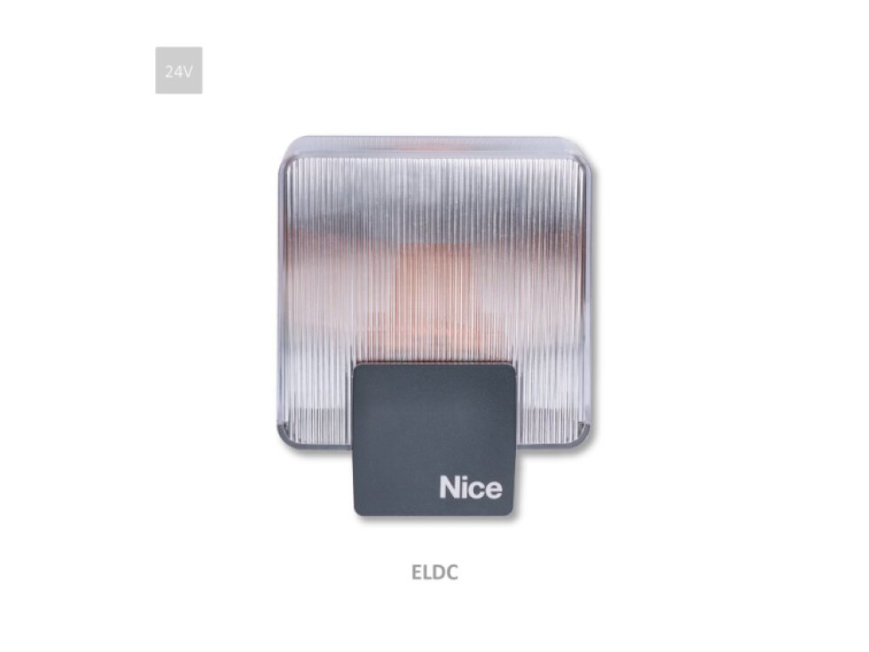 NICE ELDC signálna lampa , LED, číra ERA LIGHT 12-36 V/DC s integrovanou anténou 433,92MHz, 155x130mm, náhrada za ELB a EL24
