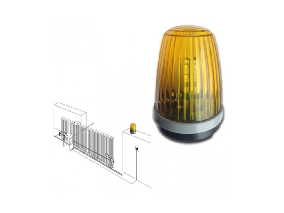 F5000 výstražné LED svetlo, 12/24/230V, AC/DC, držiak pre bočné uchytenie, zabudovaná anténa, rozmer 90x90x120mm