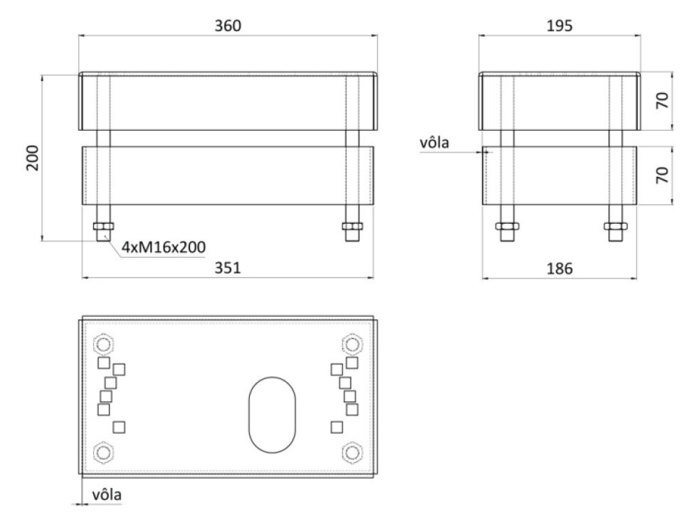 Výškovo nastaviteľný podstavec 70-140 mm pre pohony posuvných brán