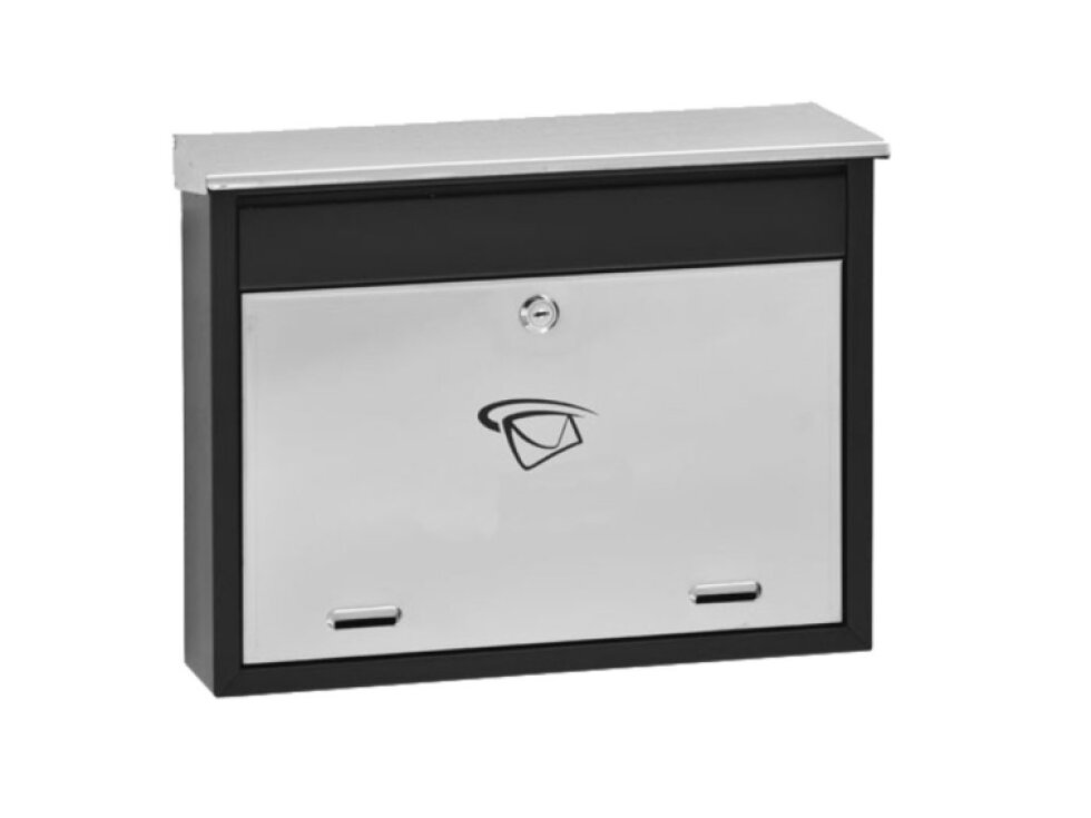 Schránka poštová (400x340x100mm) nerez/čierna, max. formát listu: C4, leštená nerez /AISI430