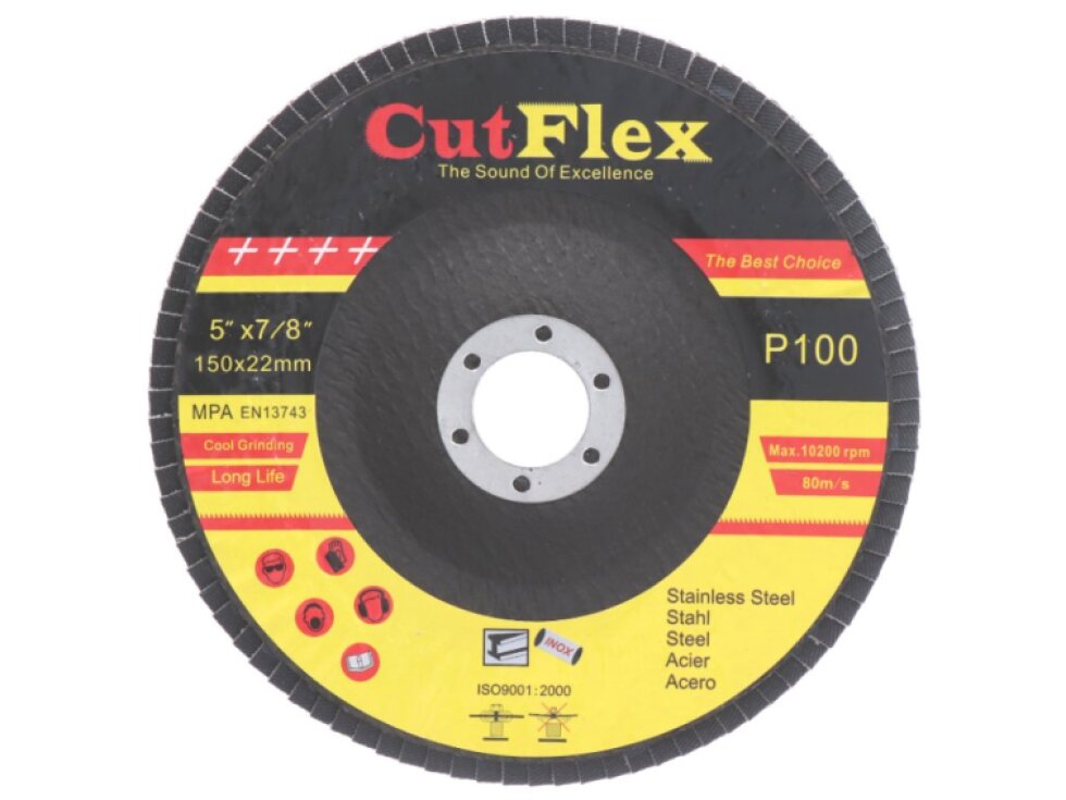 brúsny kotúč lamelový na oceľ a nerez, 150x22,2 zrno 100